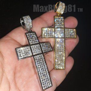 Icy Simulated Diamond Holy Cross Full Iced Hip Hop Stainless steel Charm Pendant